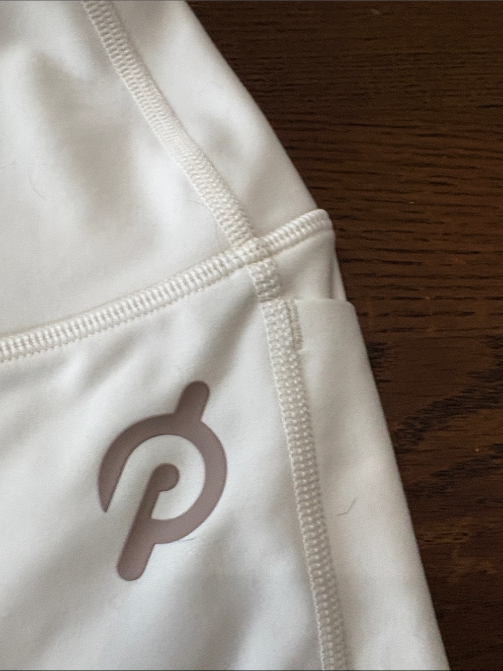 Peloton Cream High-Rise Bike Shorts with Subtle Logo - Picture 2 of 7